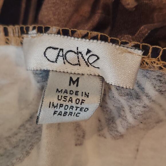 Cache Sleeveless Y2K Top Faux Wrap Animal Print Floral Neutrals Going Out - Picture 6 of 8